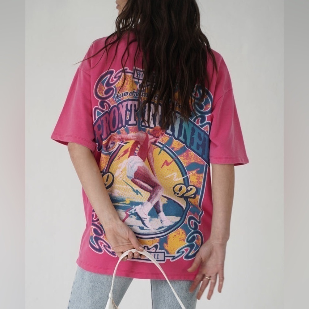 Front Runner Cropped Pink Graphic Oversized HAWAII 92 TEE